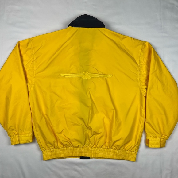 Vtg Ford Thunderbird Mens Hooded Windbreaker Jacket XL Y2K Yellow Full Zip B9 - Picture 2 of 12